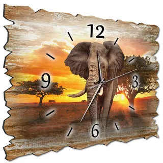 Bilder-Manufaktur BM Holz Funk Quarz Quarzwanduhr Wanduhr Funkwanduhr Funkwanduhren Funkuhr Funkuhren kein Ticken lautlos geräuschlos leise ohne Tickgeräusche groß XXL H3b-10232-funk