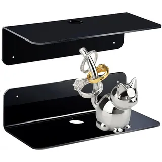 Wandregal 2er Set,23 cm Badezimmer Regal,Wandregal Schwarz,Kleben Statt Bohren f