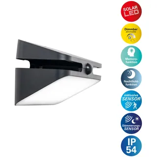 NÄVE Solarleuchte schwarz B:11,3cm H:10,9cm L:21cm inkl. Dämmerungssensor