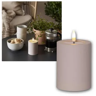 STAR TRADING LED-Kerze LED Außen-Kerze "Flamme Soft" 12,5cm, beige, Timer, warmweiß
