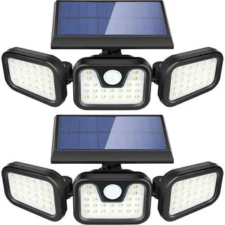 2er 74LED Solarleuchte mit Bewegungsmelder Solarstrahler Außen Gartenlampe Licht,Solar-Hochleistungs-Multifunktionslicht