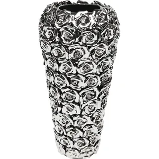 Kare Design Vase Rose Silber, Steingut, Vase Groß, Vintage, Dekorationsvase, Tischvase, Blumenvase fürs Wohnzimmer, Accessoire, 45x22x22 cm (H/B/T)