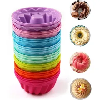 Mini Gugelhupfform Silikon 24 Stück Ø 6,5cm Höhe 3,5cm 8 Farben