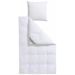 Daunenbettdecke + Kopfkissen BALETTE "Lena", weiß, B/L: 155cm x 220cm Anzahl Teile 1, B/L: 80cm x 80cm Anzahl Teile 1, Bezug: Baumwolle Füllung:, warm, Bettdecken Bezug: 100% Baumwolle. Kopfkissen Bezug: 100% Baumwolle. Bettdecken Füllung: 100% Federn. Kopfkissen Füllung: 100% Federn, Bettwaren-Sets, In zwei Wärmeklassen, in Größe 135x200 cm & 155x220 cm erhältlich