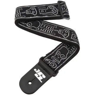D'Addario Gitarrengurt, Joe Satriani – Skull 'N Bones Design – 50 mm breites Röhrennylon, verstellbar von 89 cm bis 151 cm, Gitarrenzubehör
