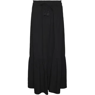 VERO MODA Damen Maxi Rock VMPretty Langer Sommerrock Boho 10311167 Black S - S