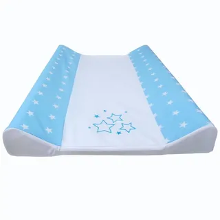 Babymajawelt Wickelauflage Wickeltischauflage - 2 Keil Mulde Sterne "STARS" 50x70 cm (Set, 2-tlg., Wickelmulde, Wickelkeil, + Baumwollbezug), Made in EU, Abwaschbar, Bezug abnehmbar, für Schmale Plätze blau