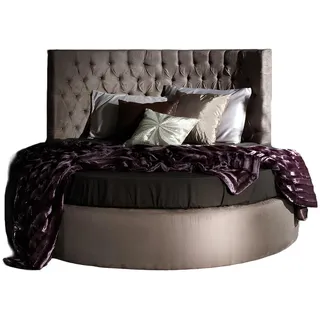 Xlmoebel Rundbett Chesterfield Rundbett aus Samt und Leder in klassischem Design (Rundbett, 1-tlg., Rund Bett), Hergestellt in Europa beige