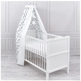 Generisch Baby Delux Babybett Himmel Betthimmel Baumwolle Baldachin für Babybett Kinderbett Wiege Stubenwagen Himmelstange Sterne Mond Applikationen Deko (Big Stars White, ohne Himmelstange)