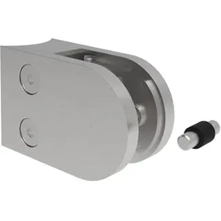Sellon24® Edelstahl Glashalter Glasklemme halbrund Glasgeländer V2A Klemme für Glas Glashalterung 63x45 Pfosten 42,4 Klemmhalter Sicherungsstifft Glas 6-12,76 mm Halterung Gelaender (6,00 mm)