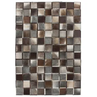 Kayoom Eclipse Lederteppich 160 x 230 cm Grau/Braun