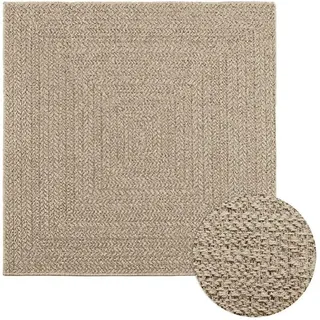 vidaXL Teppich ZIZUR Beige 120x120 cm Jute-Optik Indoor und Outdoor