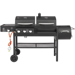 Kombigrill Gasgrill und Holzkohlegrill Sierra von EL Fuego® 3 Hauptbrenner + 1 Seitenbrenner, Grillroste aus Gusseisen, AY 573