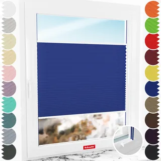 Schuette® Plissee mit Bohren zum Anschrauben ● Premium Kollektion: Deep Lagoon (Blau) ● 80x130cm (Breite x Höhe) ● Suprafix Faltrollo Befestigung ● Bequeme Rollo Montage inkl. Video