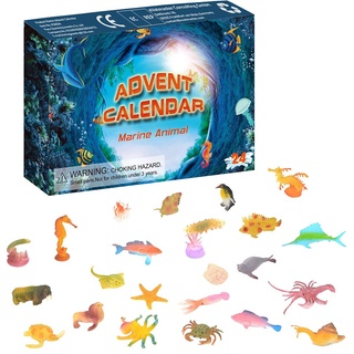 2021 Adventskalender für Kinder, Weihnachts-Countdown-Spielzeug Kinder Ozean Tiere Spielzeug Set Adventskalender 2021 Weihnachten Adventskalender 24 Tage Countdown Kalender Geschenke für Kinder