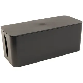 Intirilife Kabelbox aus Kunststoff in Schwarz - 32.1 x 13.6 x 12.7 cm - Kabelmanagement Box, Organizer zum Verstecken von Kabeln und Steckdosenleisten