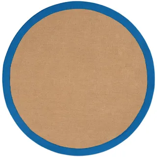 carpetfine Sisalteppich Rund Blau Ø 80 | Moderner Teppich für Wohn- und Schlafzimmer