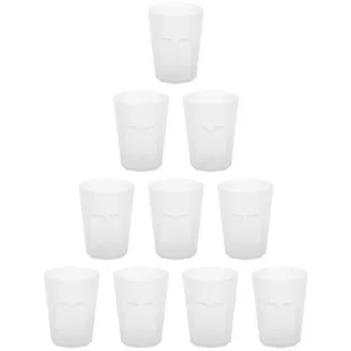 Engelland Becher Plastikbecher in modernen Neonfarben, Mehrweg, 10-tlg., Kunststoff, spülmaschinengeeignet, bruchfest, wiederverwendbar, 400 ml, 0,4 Liter weiß 40 cl | 400 ml | Ø 9 cm x 9 cm x 11.5 cm