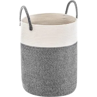 luxuskollektion Wäschekorb Geflochten Baumwolle Y Dunkel Grau 38cm(D)x50cm(H)
