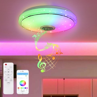 YRHome 48W LED Deckenleuchte Dimmbar mit Bluetooth Lautsprecher Deckenlampe Sternenhimmel RGB Farbwechsel mit Fernbedienung oder APP-Steuerung Musikwiedergabe für Schlafzimmer Kinderzimmer