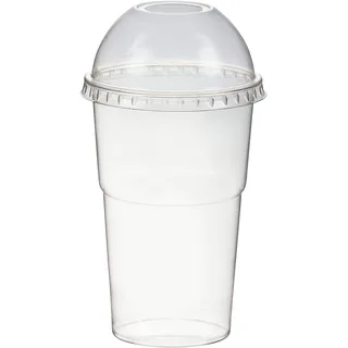 1-PACK Smoothiesbecher + Domdeckel mit Öffnung 300 ml, Ø 78mm, PET, glasklar, 50 Stück