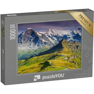 Puzzle 1000 Teile XXL „Alpenpanorama mit Jungfrau, Mönch, Eiger Nordwand und Mannlichen, Schweiz“ – aus der Puzzle-Kollektion Schweiz, Landschaft
