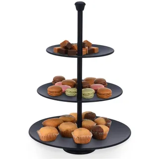 Mojawo 3-stöckige Metall Etagere Schwarz Servierregal Servierständer Ständer Telleretagere Ø25cm