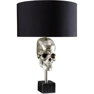 riess-ambiente.de Extravagante Tischlampe Skull 56cm schwarz Silber Metall Totenkopf Skulptur Leuchte