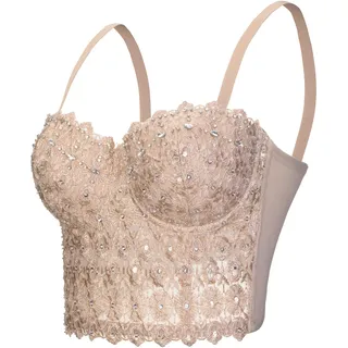 Woboren Damen Korsett Bustier BH Dessous Tank Top Trägertop Crop Top Corsage Clubwear Shirt Unterhemd top - S