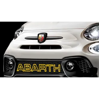 Abarth Schriftzug für Vordere Gitter - FIAT 500 Kühlergrill Dekoration im Originalstil - Logo für Vorderen Grill Punto Evo 595 Personalisierung (Gelb)