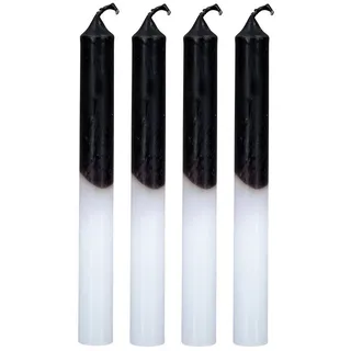 Levandeo® Tafelkerze, 4er Set Stabkerzen H20cm Schwarz Weiß Farbverlauf Dip Dye Kerzen