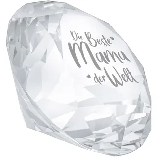 Glas Kristall mit Gravur, Deko Diamant für die beste Mama, Muttertagsgeschenk, Gravierte Diamanten Tischdeko, Geburtstagsgeschenk für Mütter, Briefbeschwerer aus Glas, Geschenk-Ideen für Frauen
