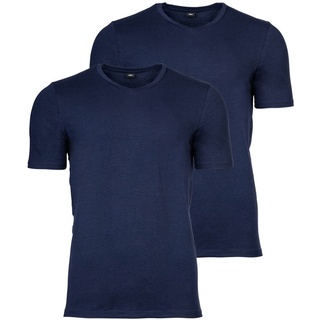 s.Oliver Herren T-Shirt, 2er Pack - Basic, V-Ausschnitt, einfarbig Marine S