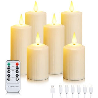 Forever Speed Wiederaufladbare LED Kerzen,Flammenlose Kerzen mit Fernbedienung timer wasserdicht Funktion, 6 Stück LED Teelichter für Heimdekoration, Weihnachten, Hochzeiten