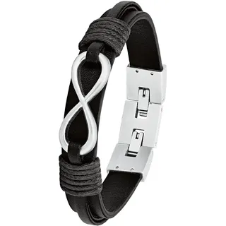 s.Oliver Infinity Armband Leder Edelstahl schwarz 48892731-0 Größe 22 cm