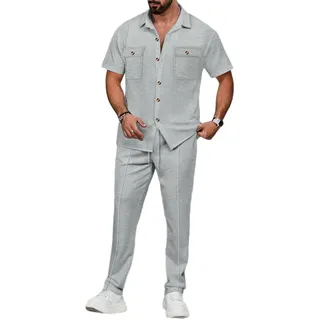 Veriliss 2-Teilige Herren Jogging Anzug Trainingsanzug Casual Athletic Jogging Outfits Kurzarm Anzüge Für Männer Set - L
