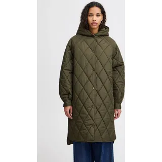 ICHI IHHansa Damen Steppmantel Wintermantel Winterjacke mit Druckknöpfen Kapuze Loose fit - XL