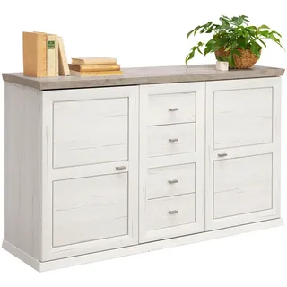 hom'in Sideboard 149 x 89,5 x 43 cm Grau / Weiß