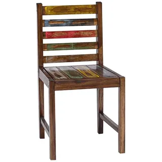 furnicato Esszimmerstuhl 45x45x86 cm Mehrfarbig Massivholz Vintage-Stil (2 St), Handgefertigte Sitzstühle in Bootsholz-Optik für das Esszimmer bunt