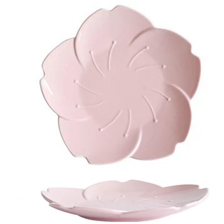 NGDECOR Teller in Blumenform, 2er-Set - Kirschblüten-Salatteller - Sicherheits-Keramik-Dessert- und Vorspeisenteller – Niedliche Sushi-Teller, Pasta und Mehr, Pink,9inch