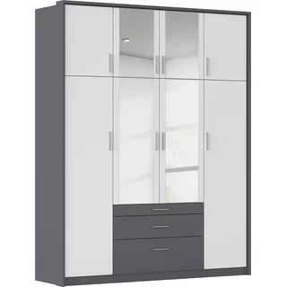 Rauch Drehtürenschrank Hildesheim 185 x 231 x 58 cm Grau/Weiß