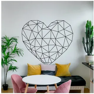 GRAVURZEILE Wandtattoo im Herz Design - Wohnzimmer Kinderzimmer - Wandsticker - Geometrie - schwarz