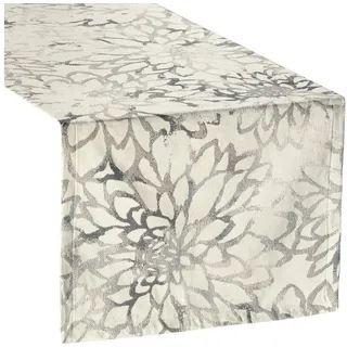 sander table + home Tischdecke Tischläufer "Dolce", Blumen grau|silberfarben 40 cm x 100 cm