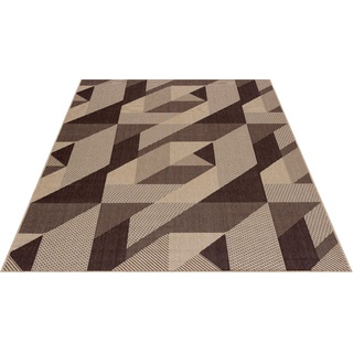 Teppich Borfin, Home affaire, rechteckig, Höhe: 7 mm, mit geometrischem Muster, schmutzabweisend, In- und Outdoor geeignet braun 60 cm x 90 cm x 7 mm