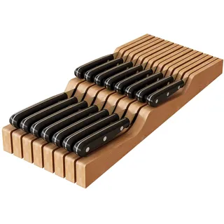 Küchen-Schubladen-Organizer für Messer, Schublade aus Bambus, Messer-Schubladen-Organizer, Messerhalter für bis zu 15 Messer (nicht im Lieferumfang enthalten)