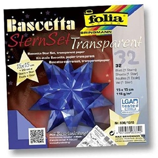 Bascetta Stern Bastelset Transparentpapier 115g/m2 15x15 cm 32 Blatt blau Folia 836/1515
