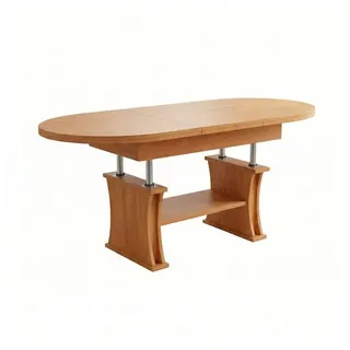 designimpex Couchtisch DA-130 oval ausziehbar höhenverstellbar mit Ablage Wohnzimmer Tisch, Funktionstisch, Wohnzimmertisch, Tisch, Esstisch, Sofatisch, Rollen beige