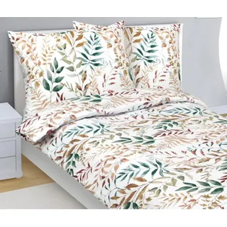 Baumwolle Leinen - Beige,grün,weiß - 140x220, 70x90 - Beige/Grün/Weiß