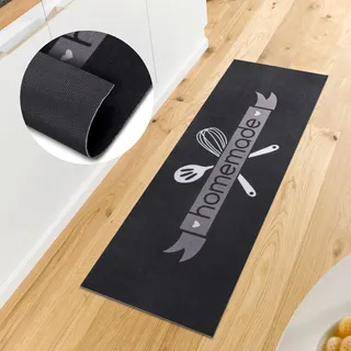 HANSE HOME "Homemade Kitchen", schwarz-weiß (schwarz,weiß,grau), B:50cm H:3mm L:150cm, Polyester, Schwarz, Dunkles Grau