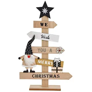 Tannenbaum aus Holz Christmas 47cm Wegweiser beschriftet Weihnachtsdeko Wichtel